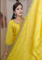 YELLOW SILK EMBROIDERED SUIT 7602 - RajsiPoshak