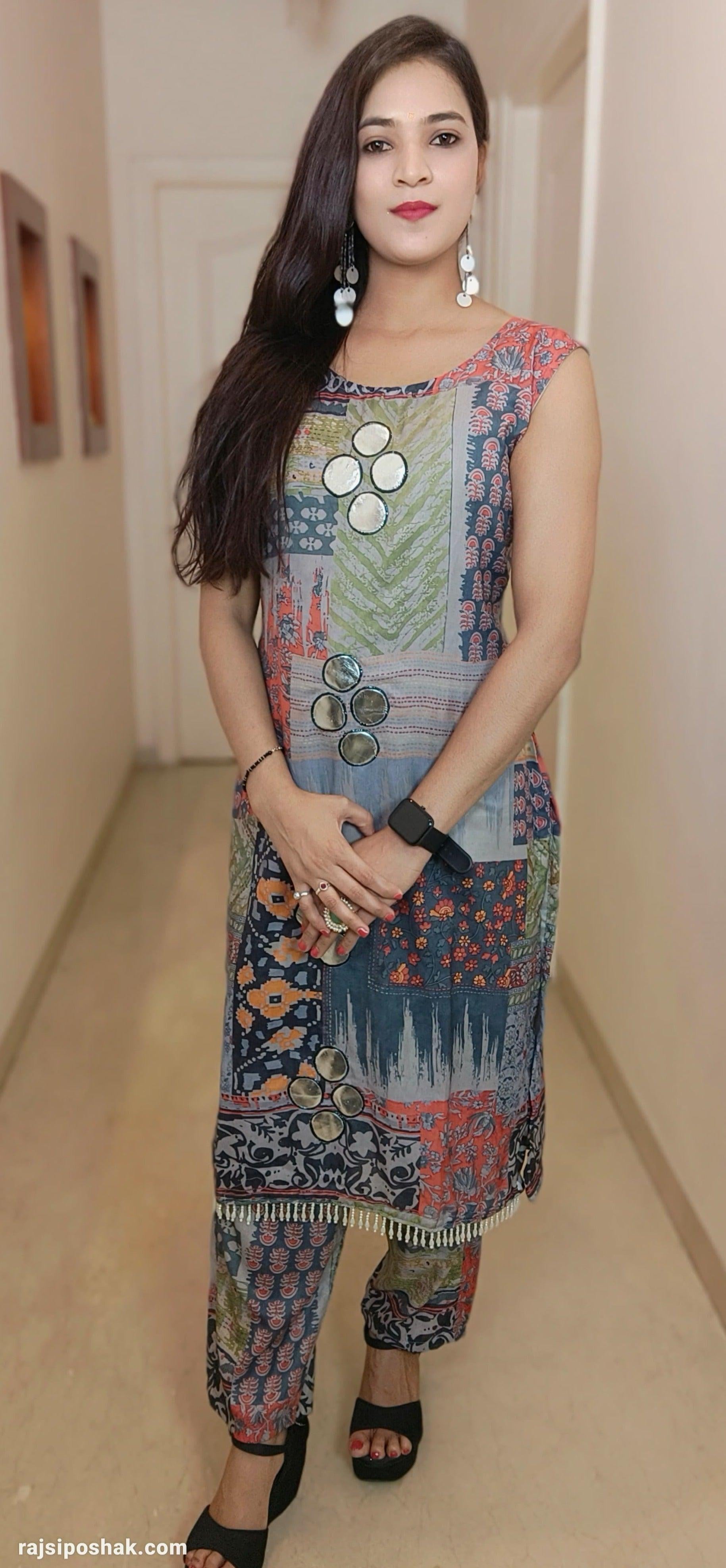 3 PC COTTON GOWN WITH SHRUG 7607 - RajsiPoshak