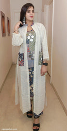 3 PC COTTON GOWN WITH SHRUG 7607 - RajsiPoshak