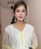 WHITE/YELLOW ORGANJA PAKISTANI SUIT 7604 - RajsiPoshak