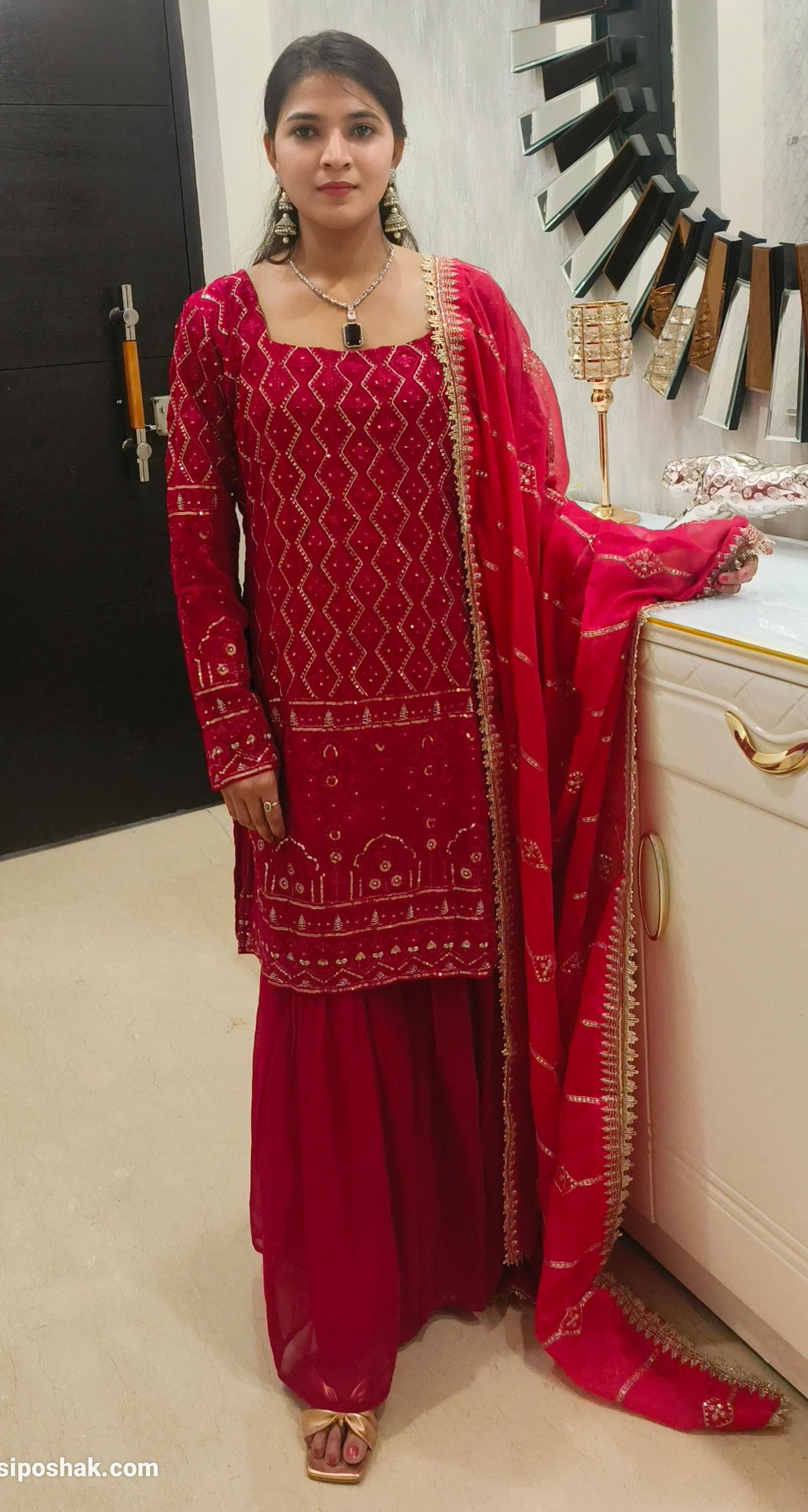 MAROON GEORGETTE SARARA SUIT - RajsiPoshak