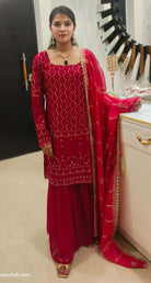MAROON GEORGETTE SARARA SUIT - RajsiPoshak