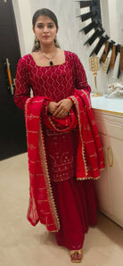 MAROON GEORGETTE SARARA SUIT - RajsiPoshak