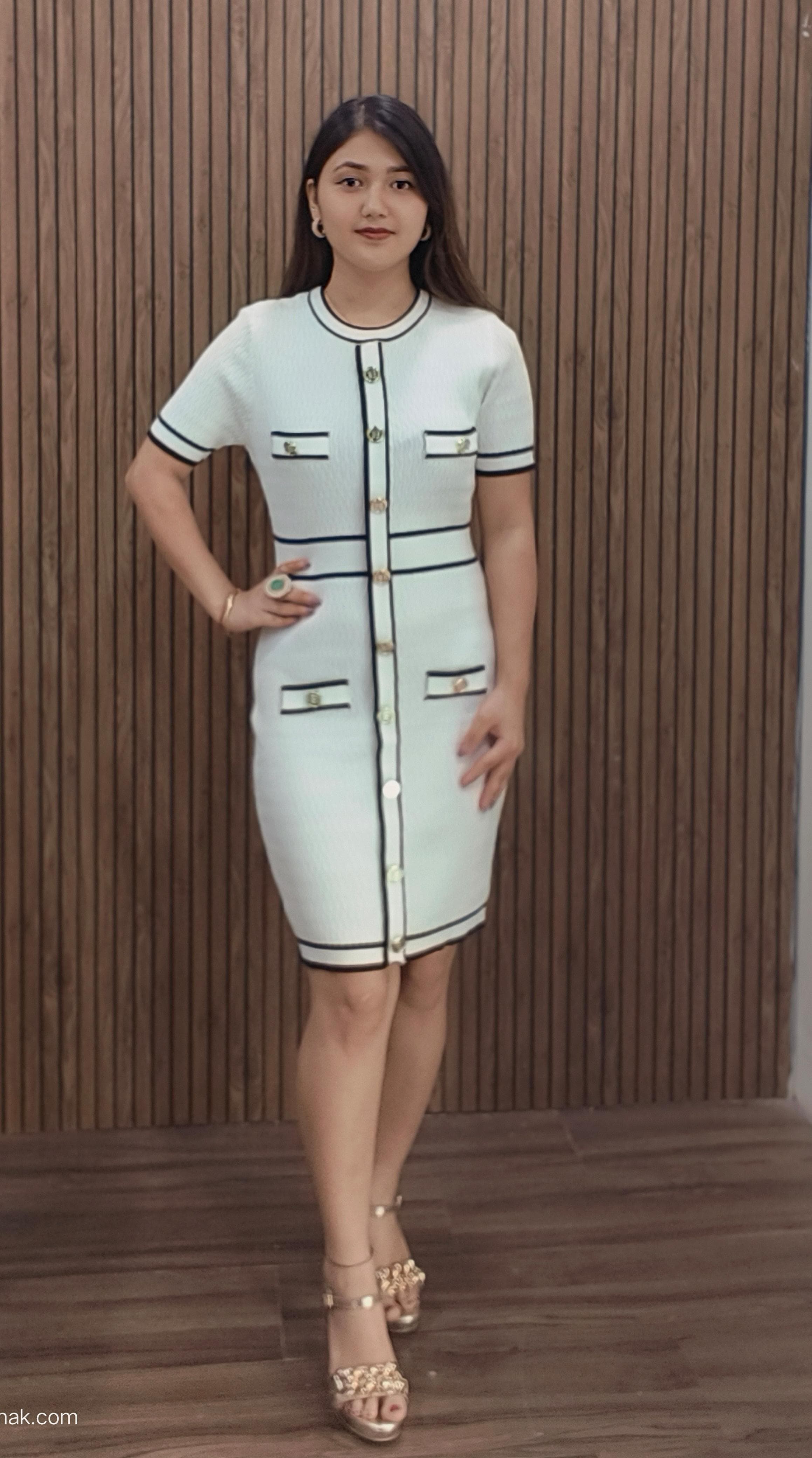 TEXTURED KNIT MINI  1 PCS. INDO WESTERN DRESS