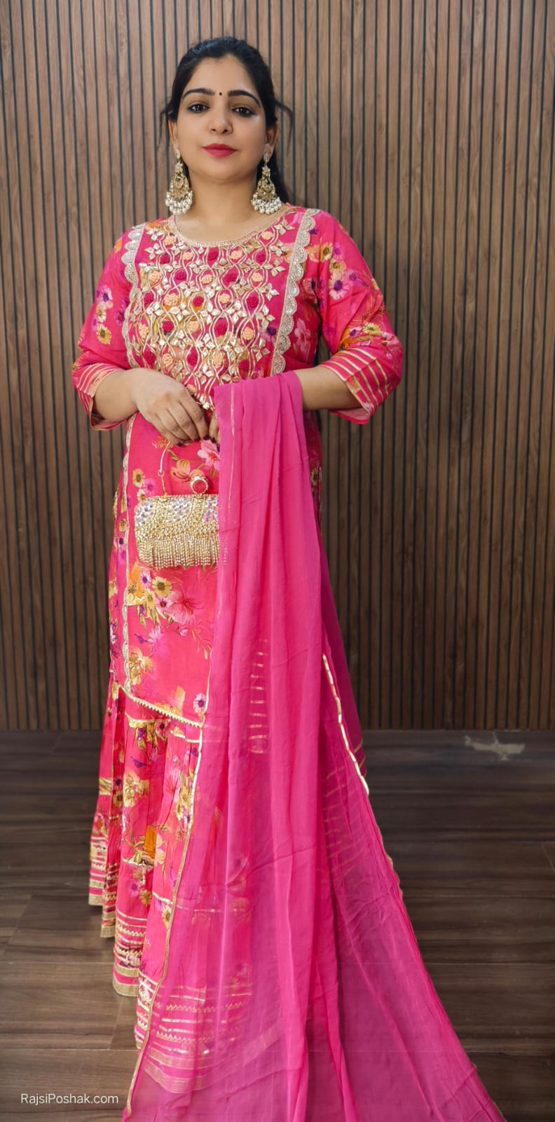 PINK   MUSLIN  WITH SHARARA SUIT AND DUPATTA