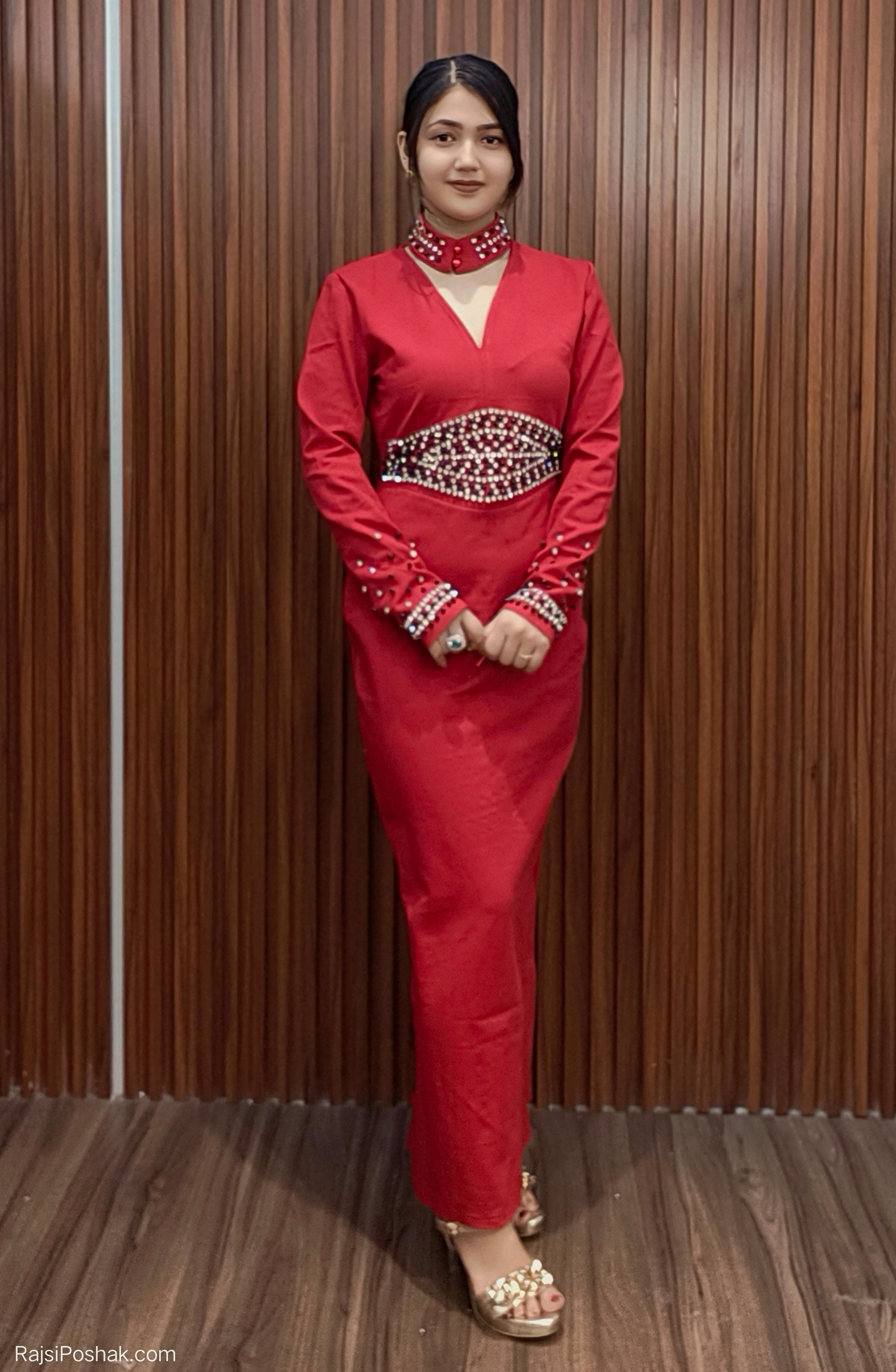 RED & BLACK  1 PCS. INDO WESTERN DRESS