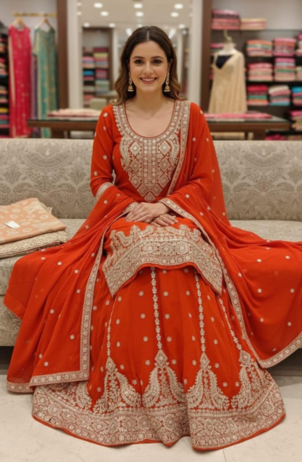 PREMIUM CHINON SUIT WITH HEAVY DUPATTA AND SKIRT
