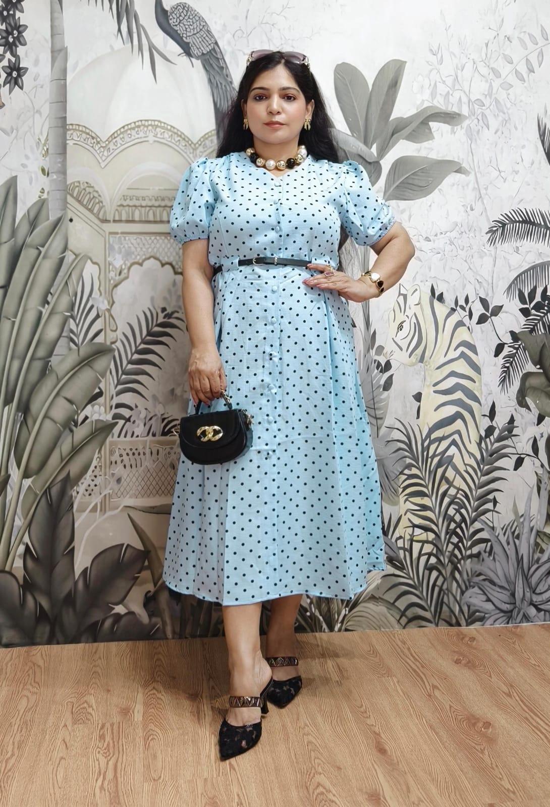 SKY BLUE,PINK AND MAROON IMPORTED COTTON FABRIC ONE PC DRESS WITH BELT