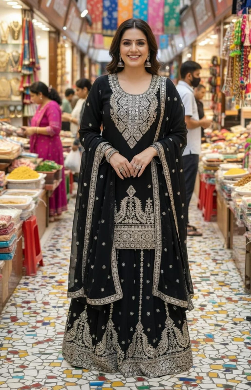 PREMIUM CHINON SUIT WITH HEAVY DUPATTA AND SKIRT