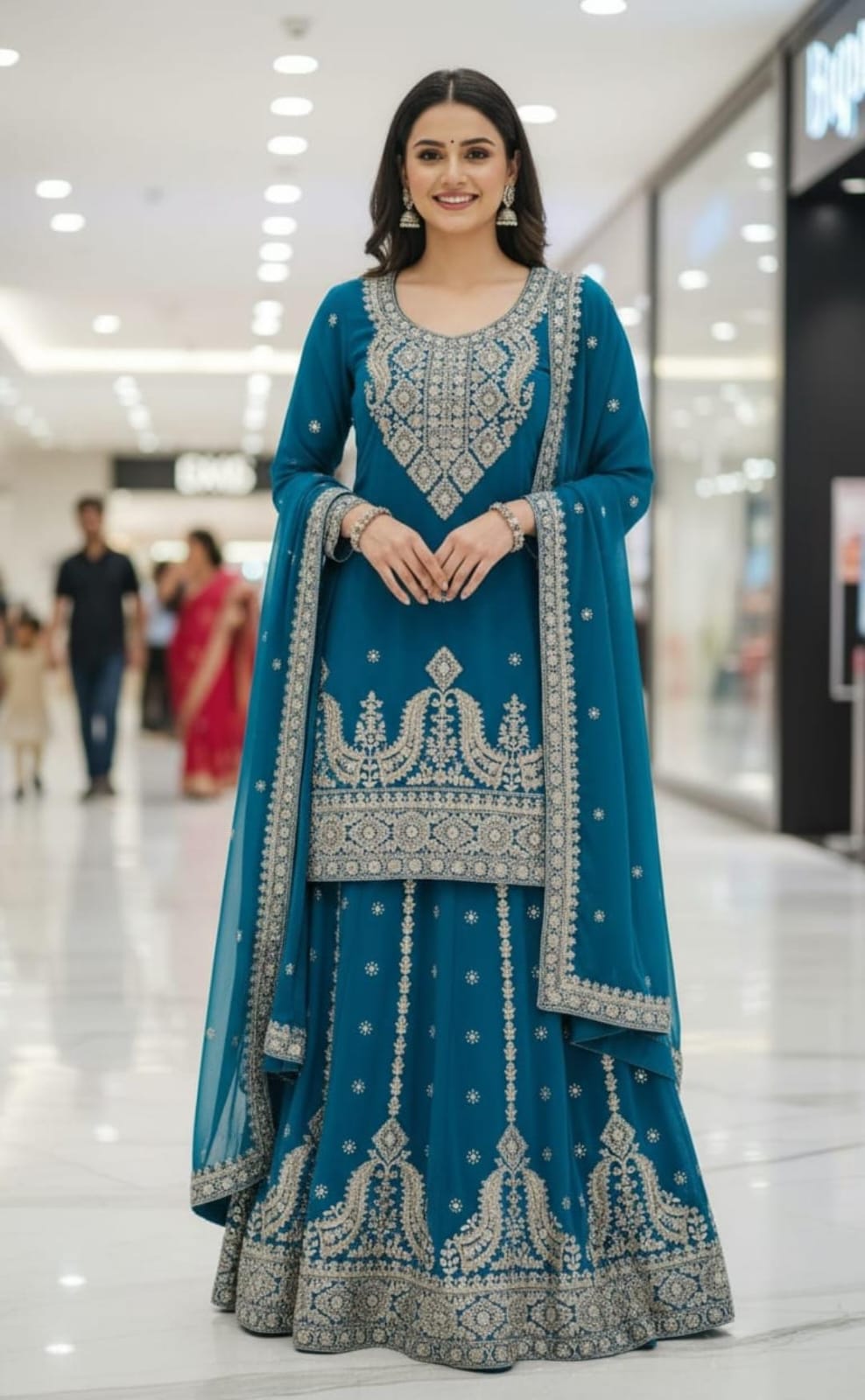 PREMIUM CHINON SUIT WITH HEAVY DUPATTA AND SKIRT